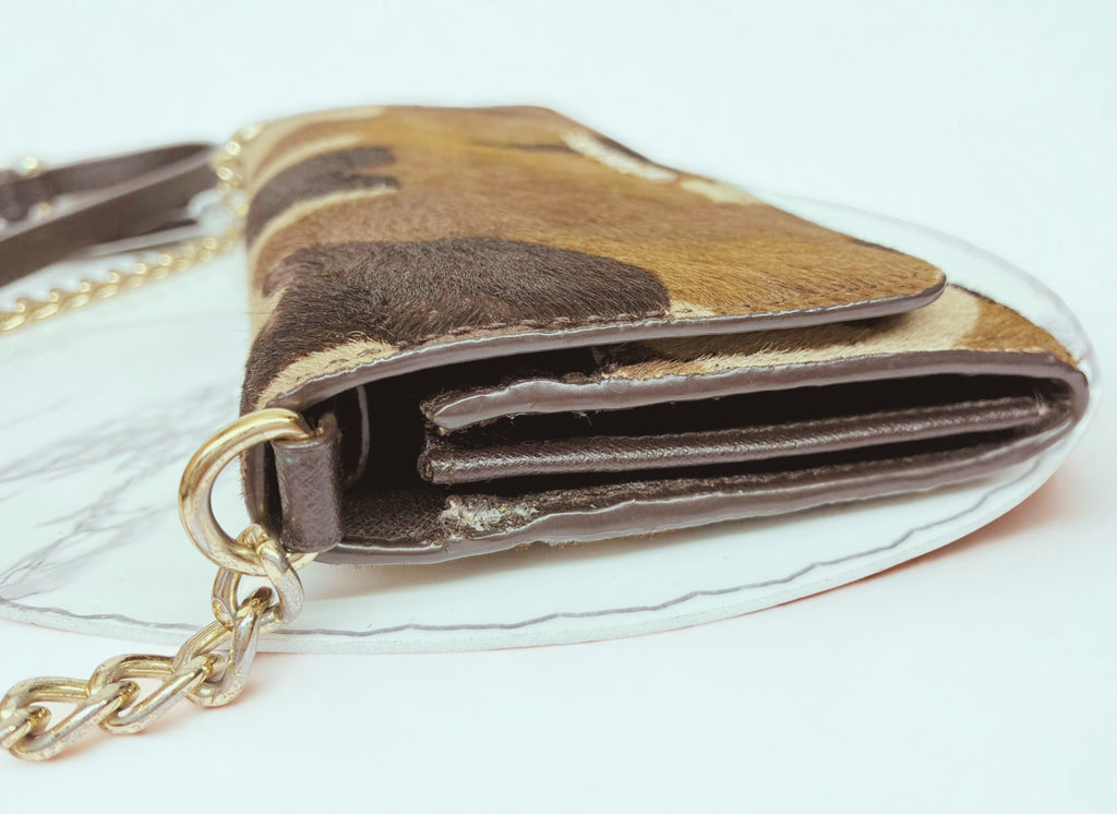 Michael Kors Jet Set Travel Camouflage Calf Hair Chain Wallet