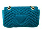 Gucci Teal Velvet GG Marmont Mini Metelasse Shoulder Bag
