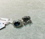 White Gold Blue Sapphire Diamond Earrings