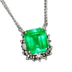 Platinum Emerald And Diamond Necklace 3.3G