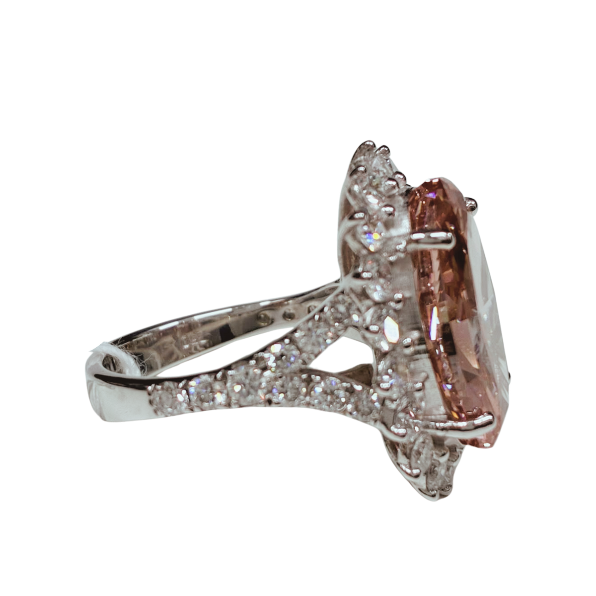 18KWG Pink Lab Grown Diamond Ladys Ring 8.34GM