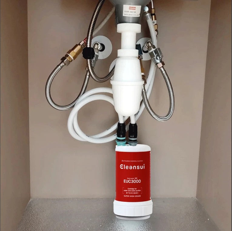 Cleansui F914BK Under Sink Water Purifier with Double Black Chrome Faucet