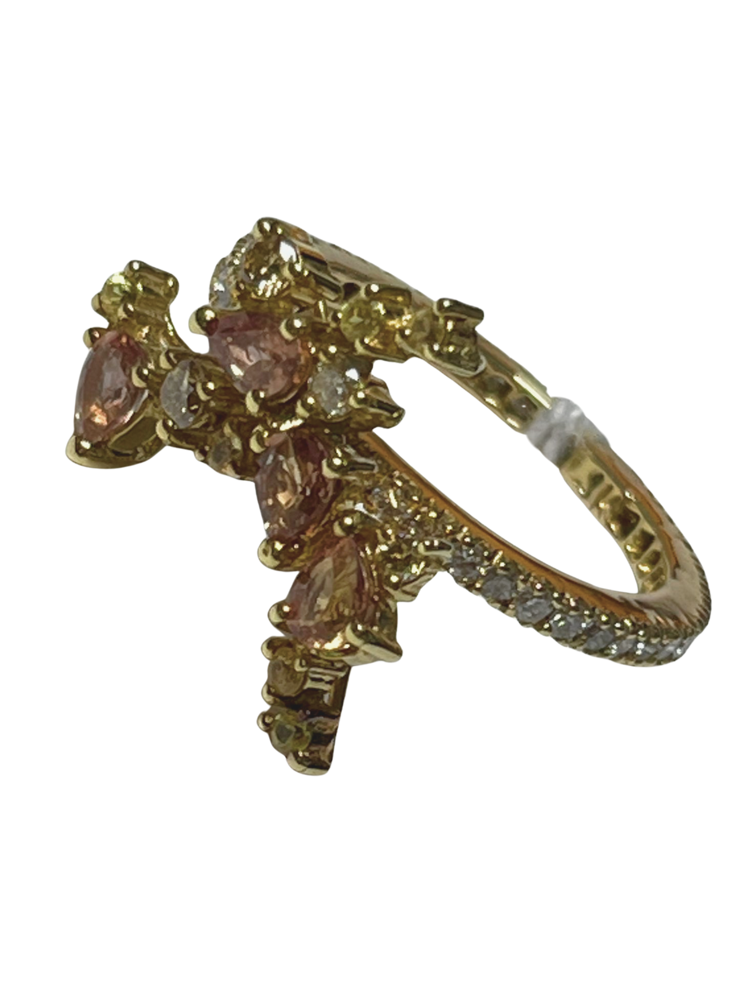 Yellow Gold Sapphire With Diamond Ring 3.7G