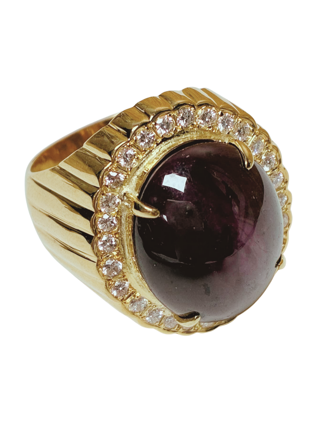 850YG Star Ruby And Diamonds Mens Ring 22.1GM