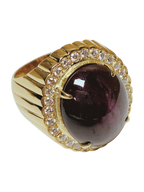 850YG Star Ruby And Diamonds Mens Ring 22.1GM