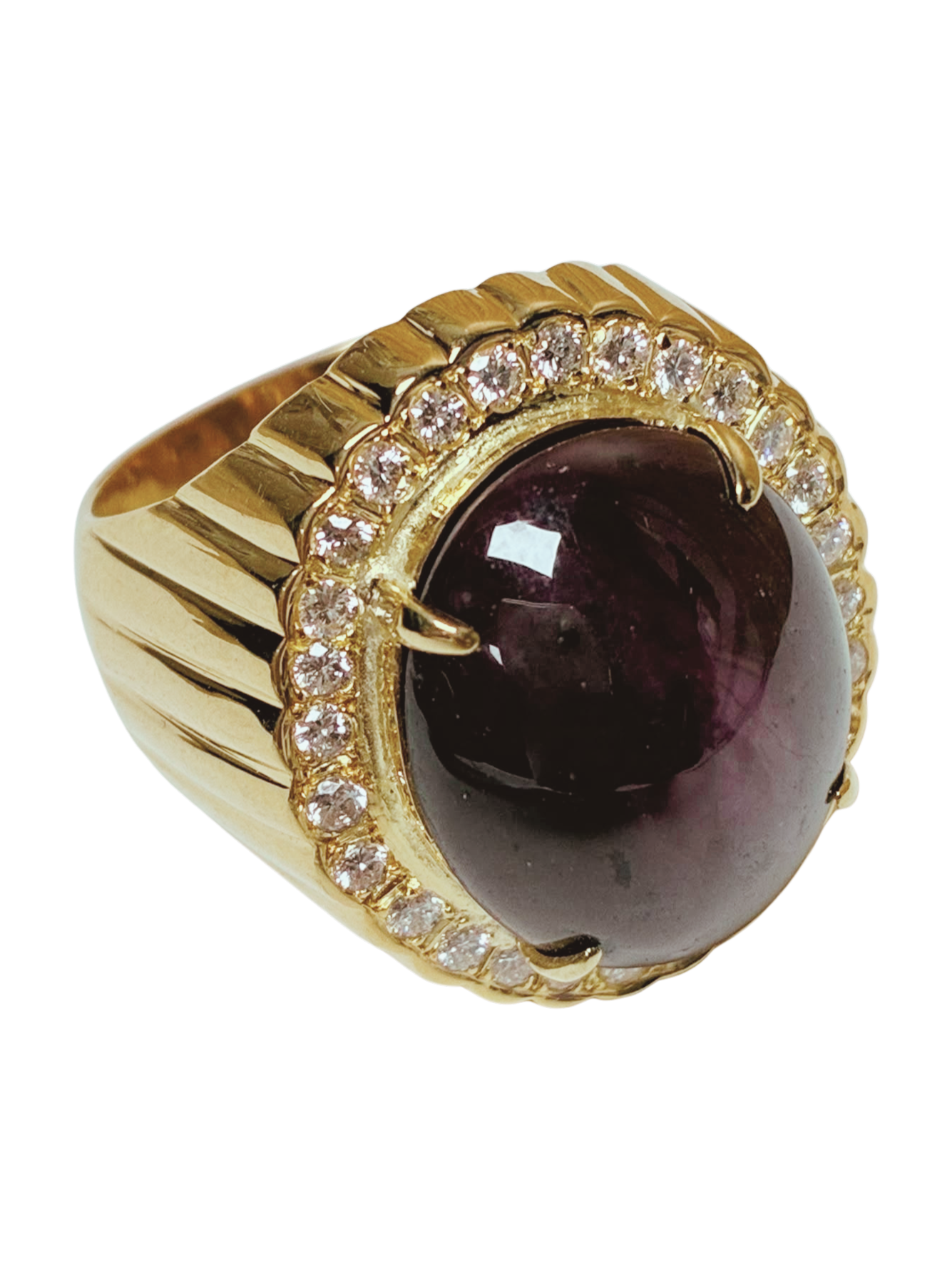850YG Star Ruby And Diamonds Mens Ring 22.1GM
