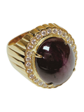 850YG Star Ruby And Diamonds Mens Ring 22.1GM