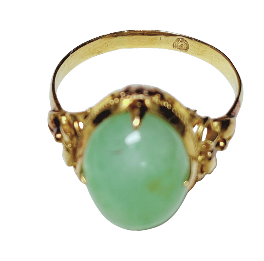 Chinese Green Jade Cabochon Ring 4.8GM