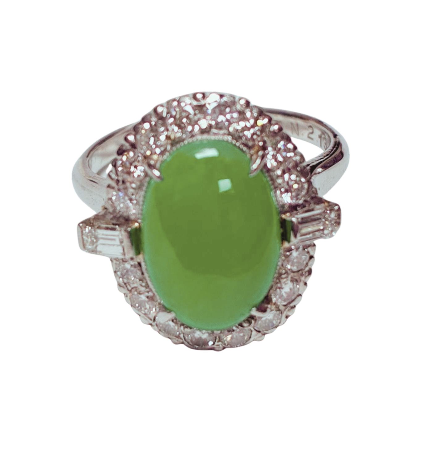 PT850 Jade With Diamond Ring 4.9G Size 8