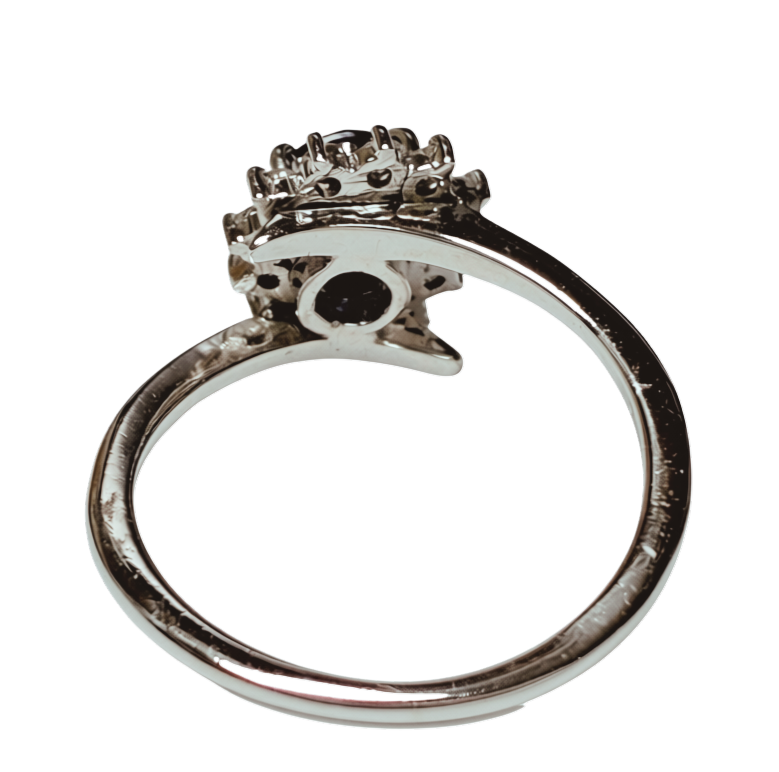 750WG Blue Sapphire Halo Ring 2.6GM