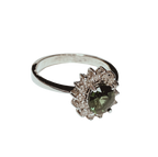 18KWG Green Gemstone With Diamond Halo Ring 3.4GM