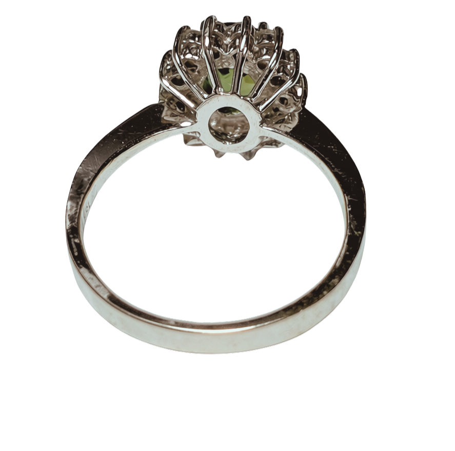 18KWG Green Gemstone With Diamond Halo Ring 3.4GM