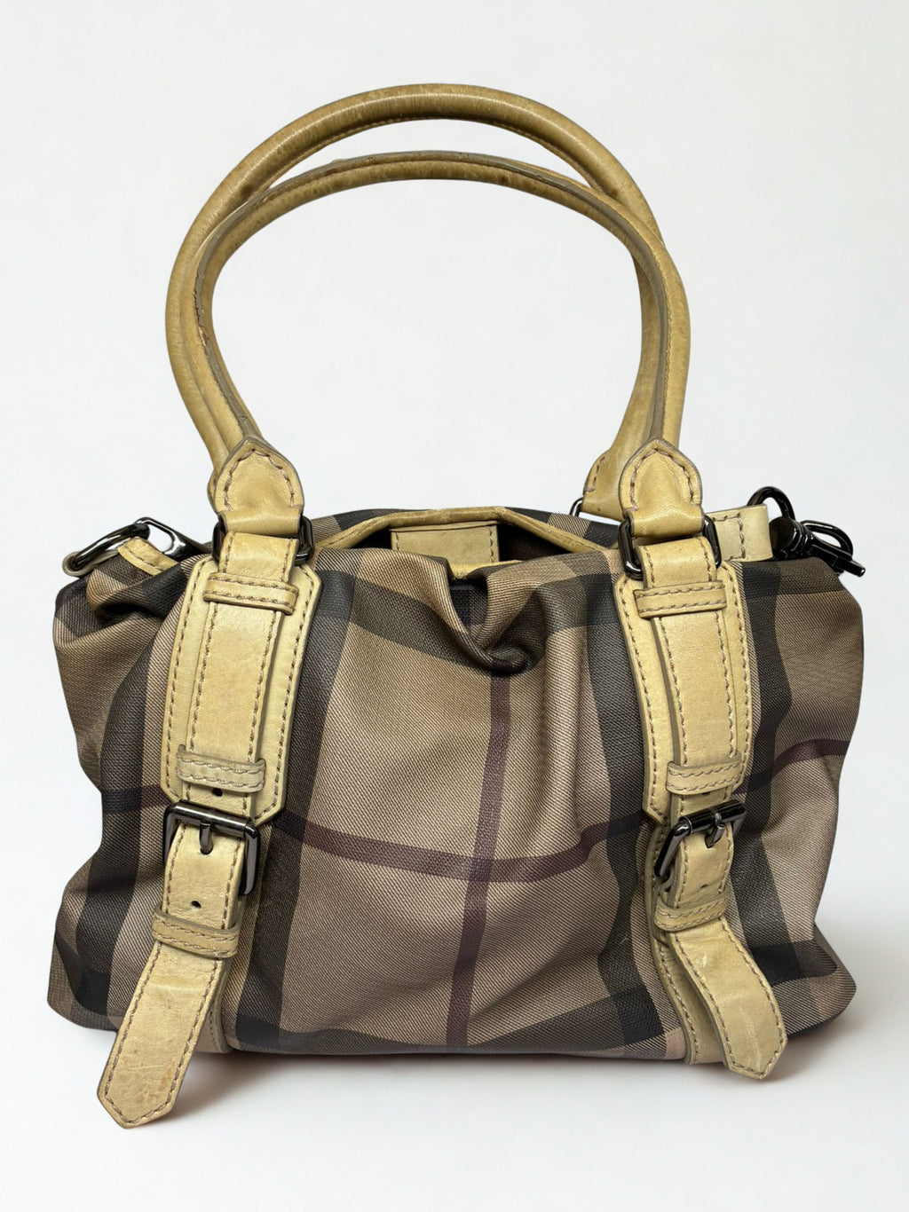 Burberry Smoked Check Coated Canvas Northfield Tote Bag Beige And Brown