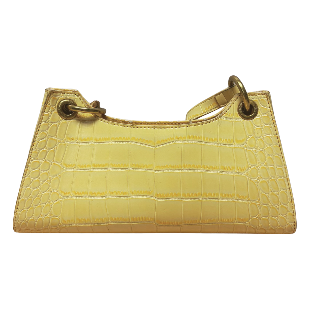 Apede Mod Yellow Croc Embossed Shoulder Bag