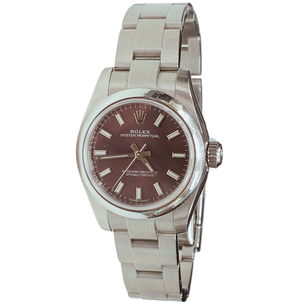 Rolex 176200 Oyster Perpetual Red Grape Sunray Dial