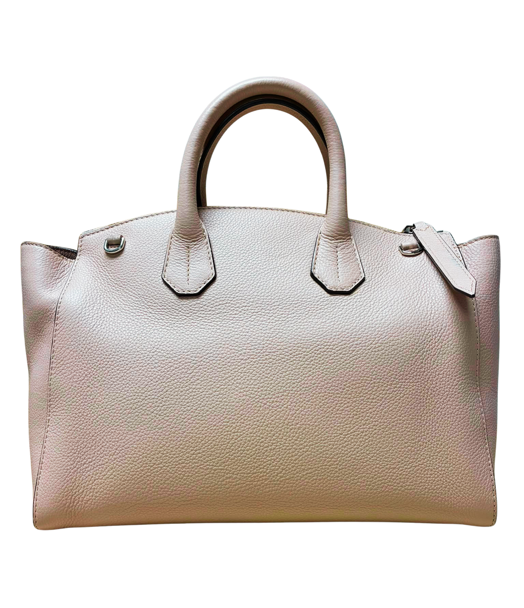 Bally Sommet ZIP Logo Engraved Leather 2way Handbag Shoulder Bag Pink Beige