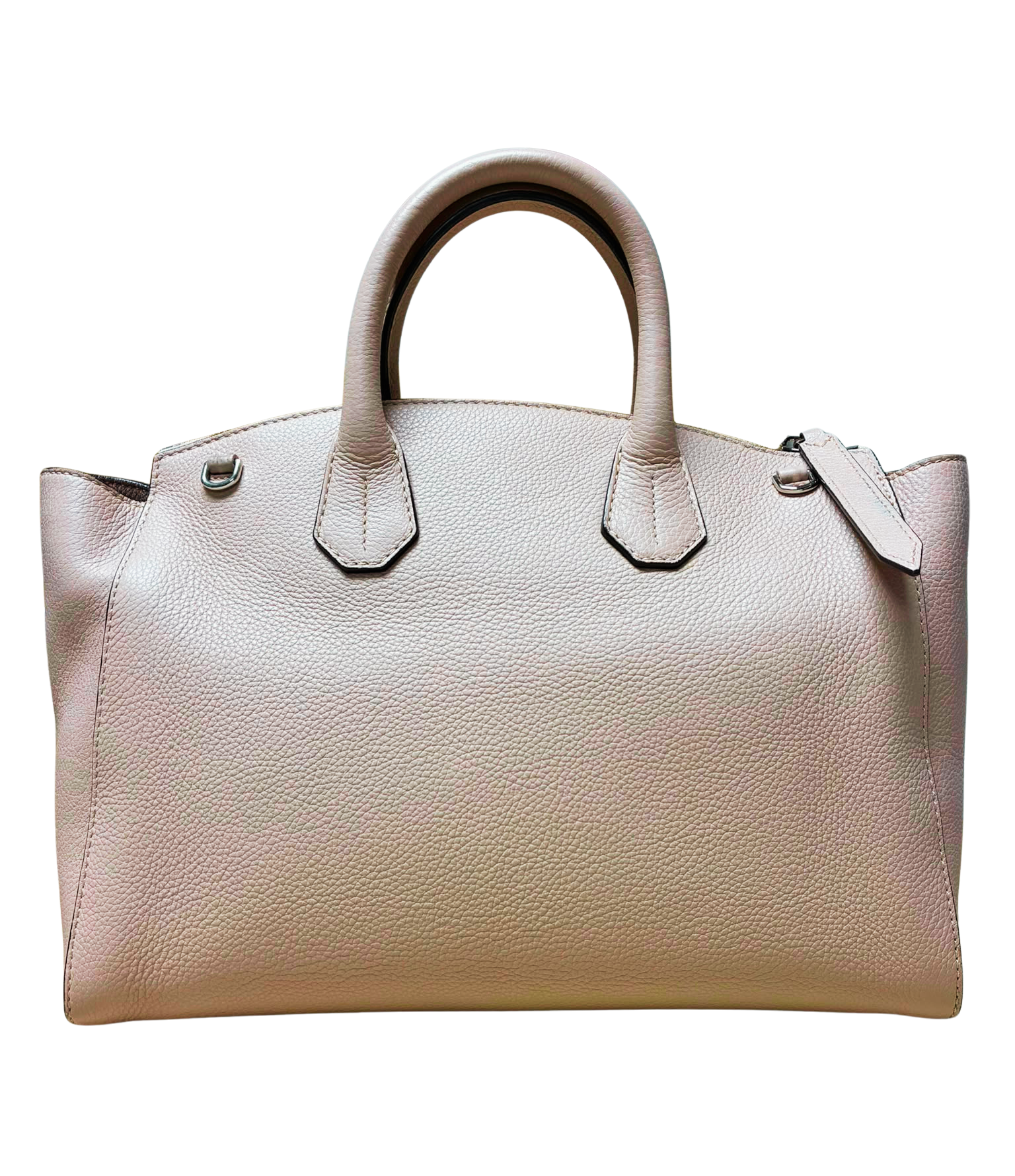Bally Sommet ZIP Logo Engraved Leather 2way Handbag Shoulder Bag Pink Beige