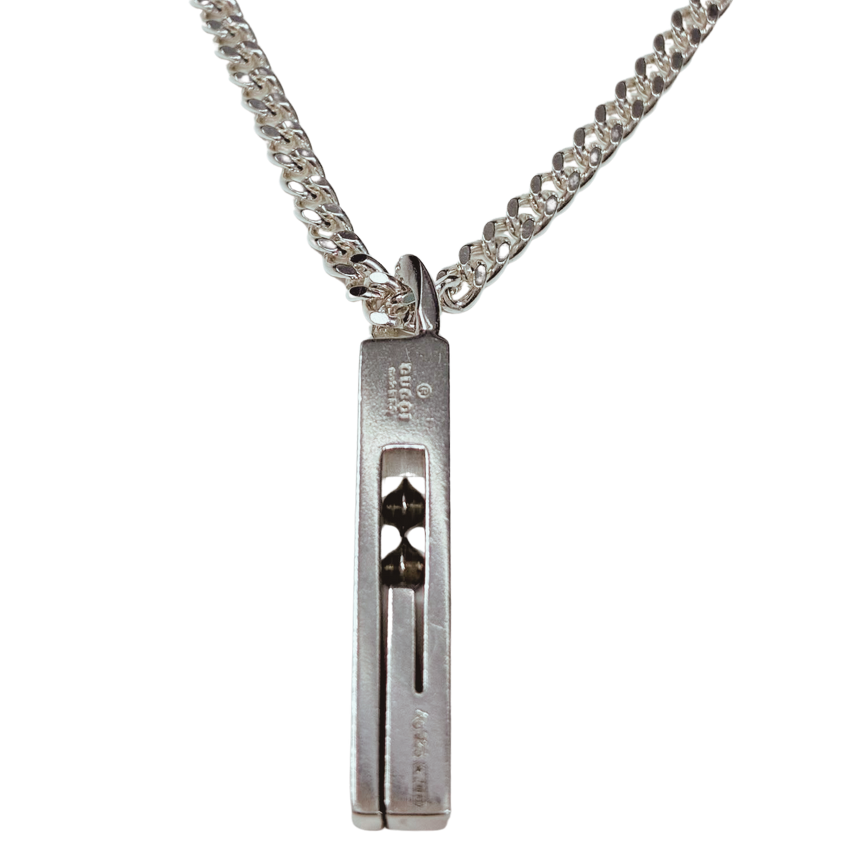 Gucci SV925 Cutout G Bar Necklace 15G 50CM