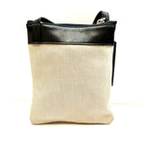 Bvlgari Beige Canvas & Black Leather Sling Bag