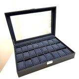 24 Slots Watch Holder, Black (With Key)