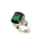 PT900 Green Tourmaline & Diamond Ladies Ring