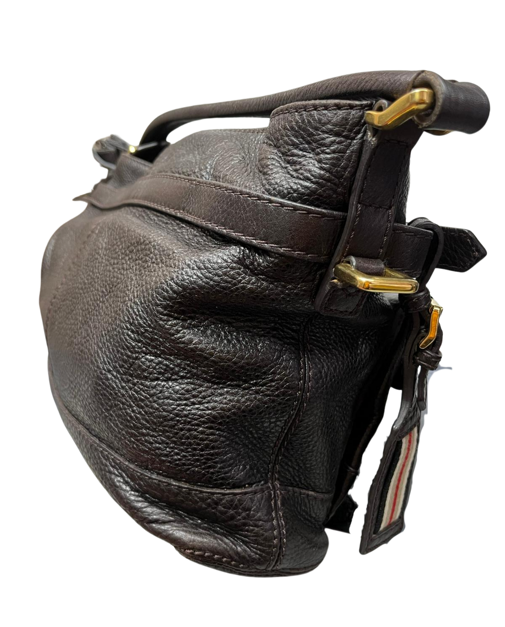 Burberry Dark Brown Leather Front Pocket Hobo