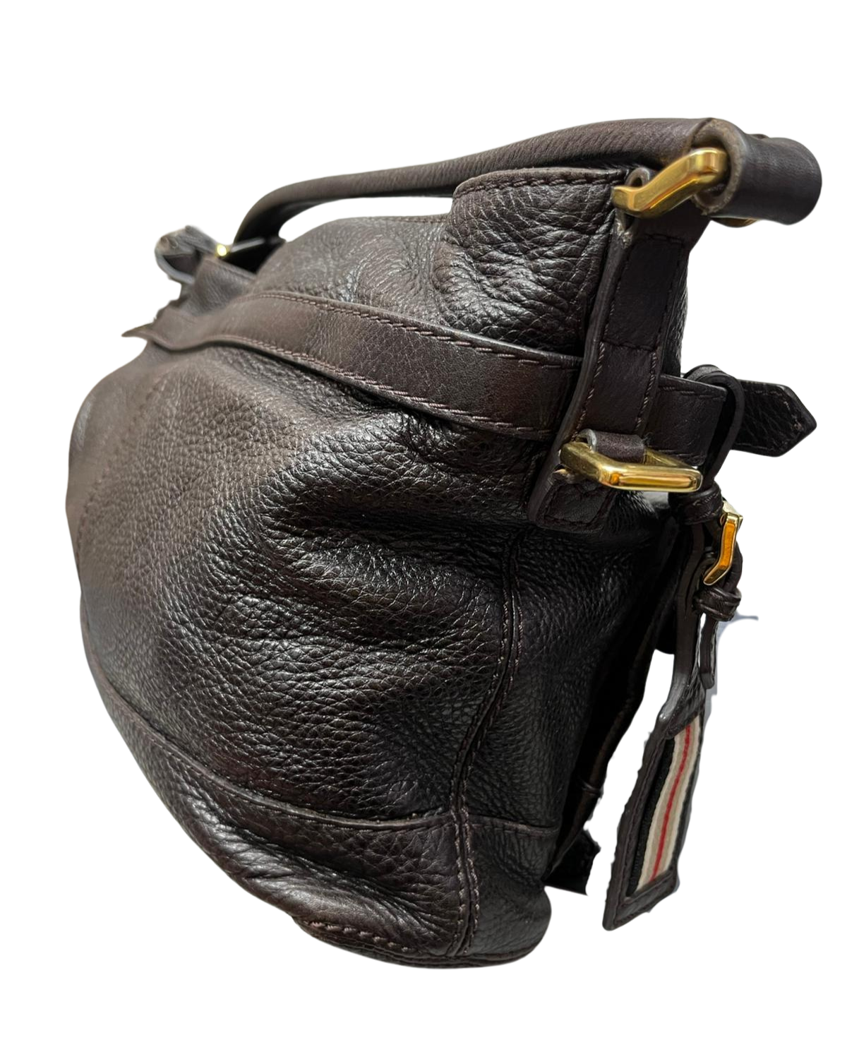 Burberry Dark Brown Leather Front Pocket Hobo