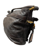 Burberry Dark Brown Leather Front Pocket Hobo