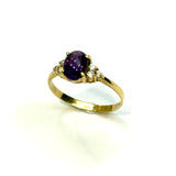 Amethyst & Cubic Zirconia Yellow Gold Ring
