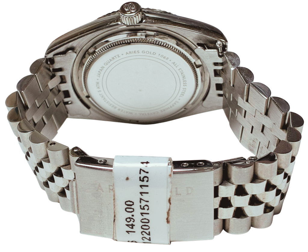 Aries Gold G 1068 Heritage Series Glitter Silver Stainless Steel Strap Watch
