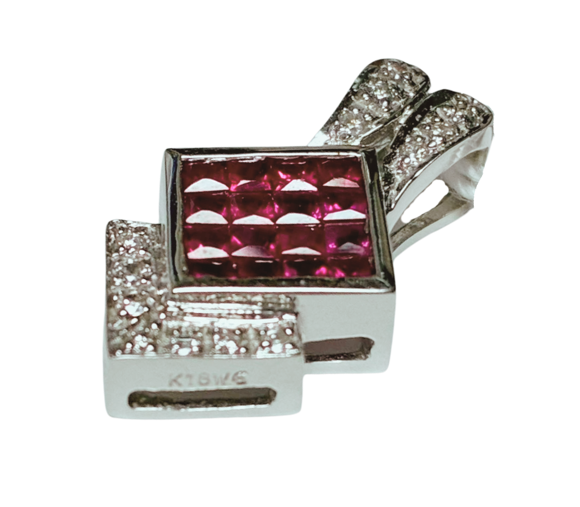 18KWG Ruby With Diamonds Pendant 2.8G Secondary image