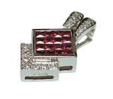 18KWG Ruby With Diamonds Pendant 2.8G