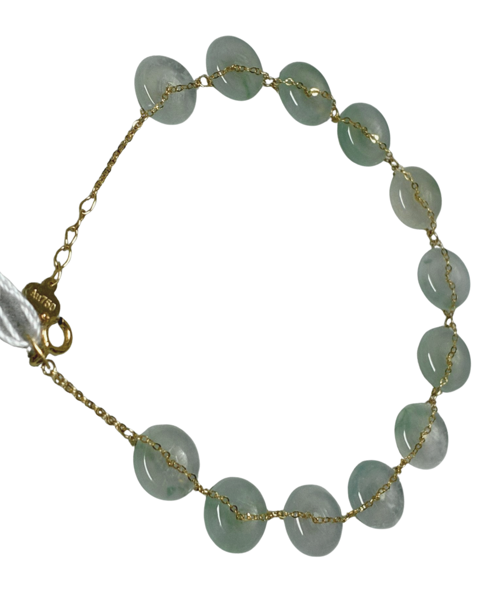 750YG Jade Coins Bracelet 5.1GM