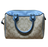 Coach MY647 F58312 Mini Bennett Satchel Signature Coated Canvas Light Khaki Blue Leather