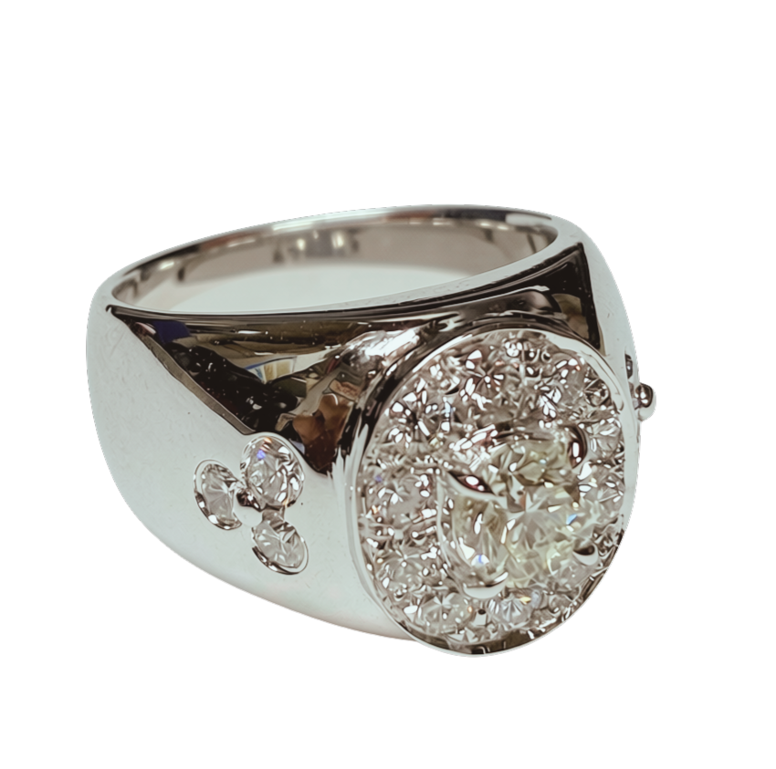 750WG Mens Diamond Ring 0.72CTS 16.4GM