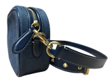 Coach Camera Bag Navy With Canvas Body And Leather Trim CJ848
