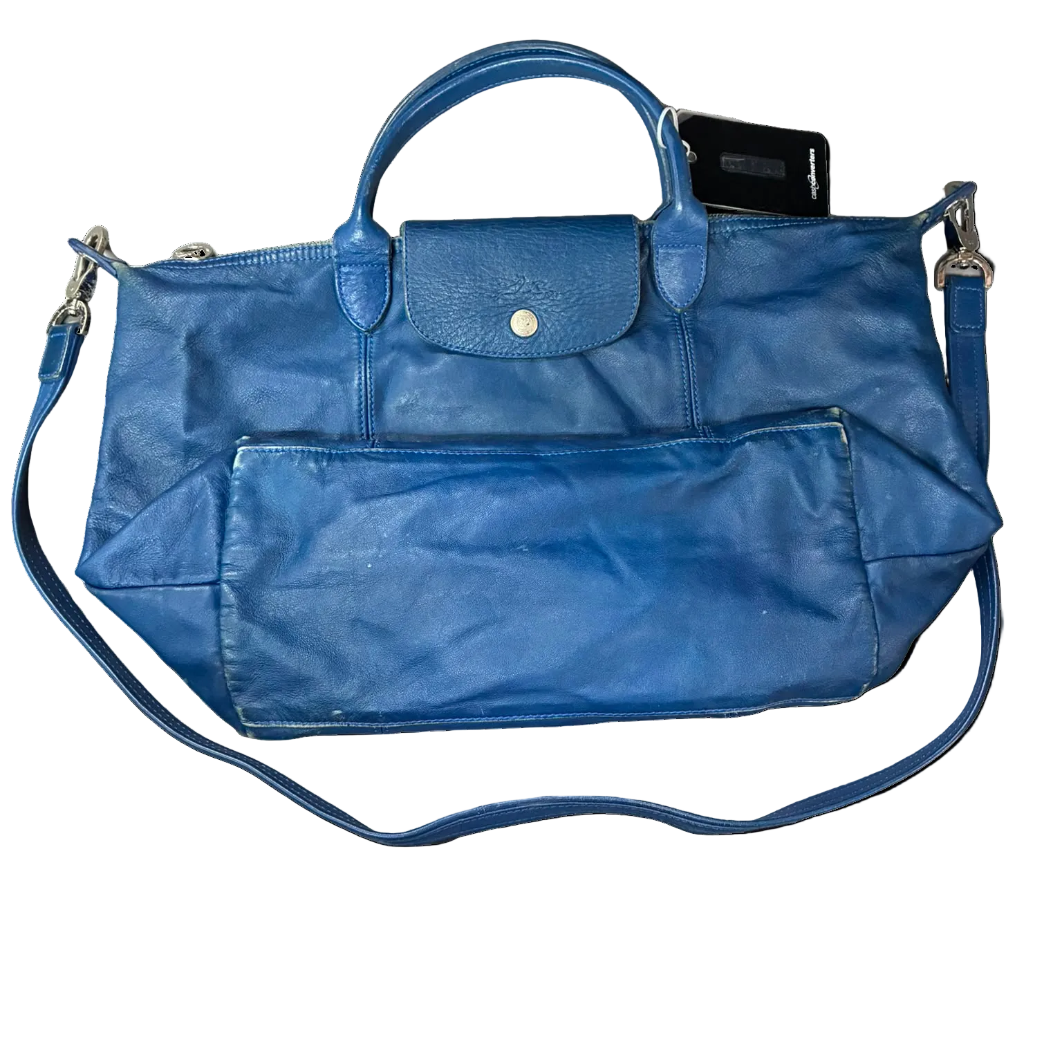 Longchamp Le Pliage Cuir Tote Blue