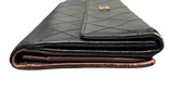 Chanel Classic Flap Long Wallet Black Caviar Leather Gold Tone Hardware