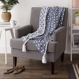 DII French Blue Diamond Lattice Throw, 50" x 60"