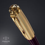 Parker 51 Ballpoint Pen | Deluxe Plum Barrel with Gold Trim | Medium 18k Gold Point (No Ink Refill)