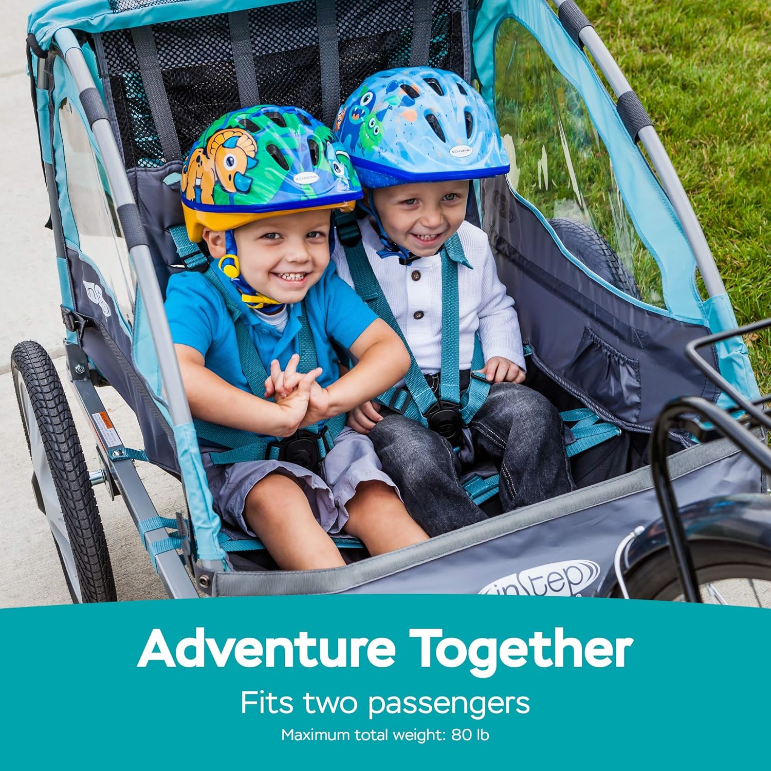 Instep Sync And Take 2 Bike Trailer For Kids Double Seat Blue Secondary image