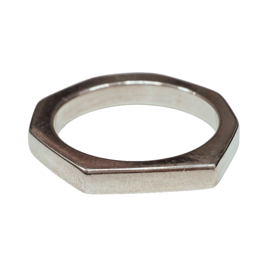 Gucci 925 Sterling Silver Octagonal Ring 6.7G