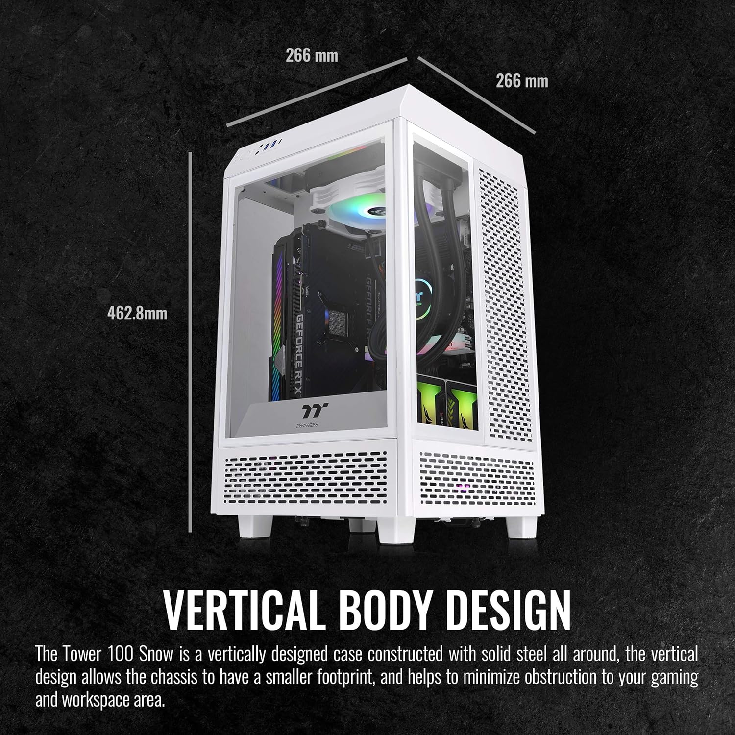 Thermaltake Tower 100 Snow Edition Tempered Glass Mini Tower Computer Chassis For Mini ITX