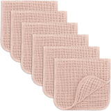 Comfy Cubs Muslin Burp ClothsLarge 100% Cotton Hand Washcloths 6 Layers Extra Absorbent and Soft (Blush, 6-Pack, 20" X10")