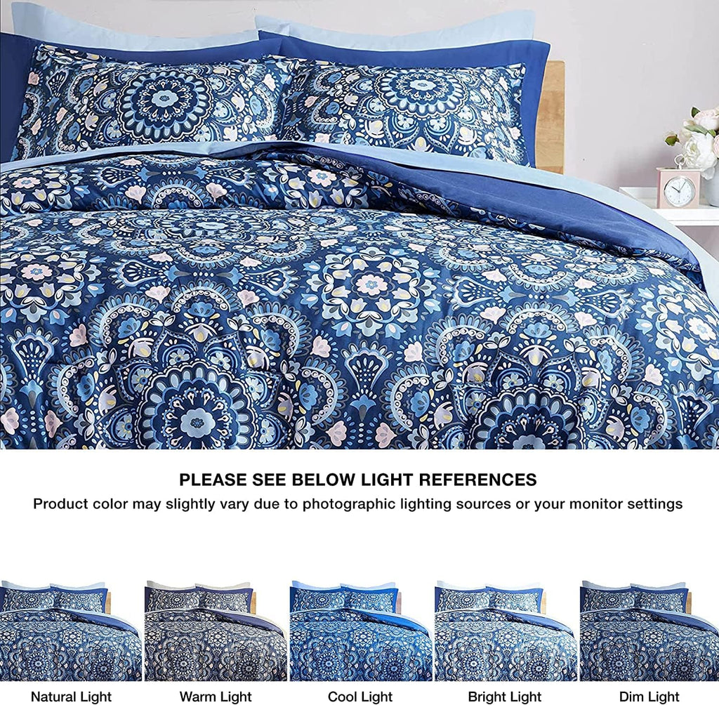 Comfort Spaces Bed In A Bag Comforter Set Twin Cara Blue 6 Piece