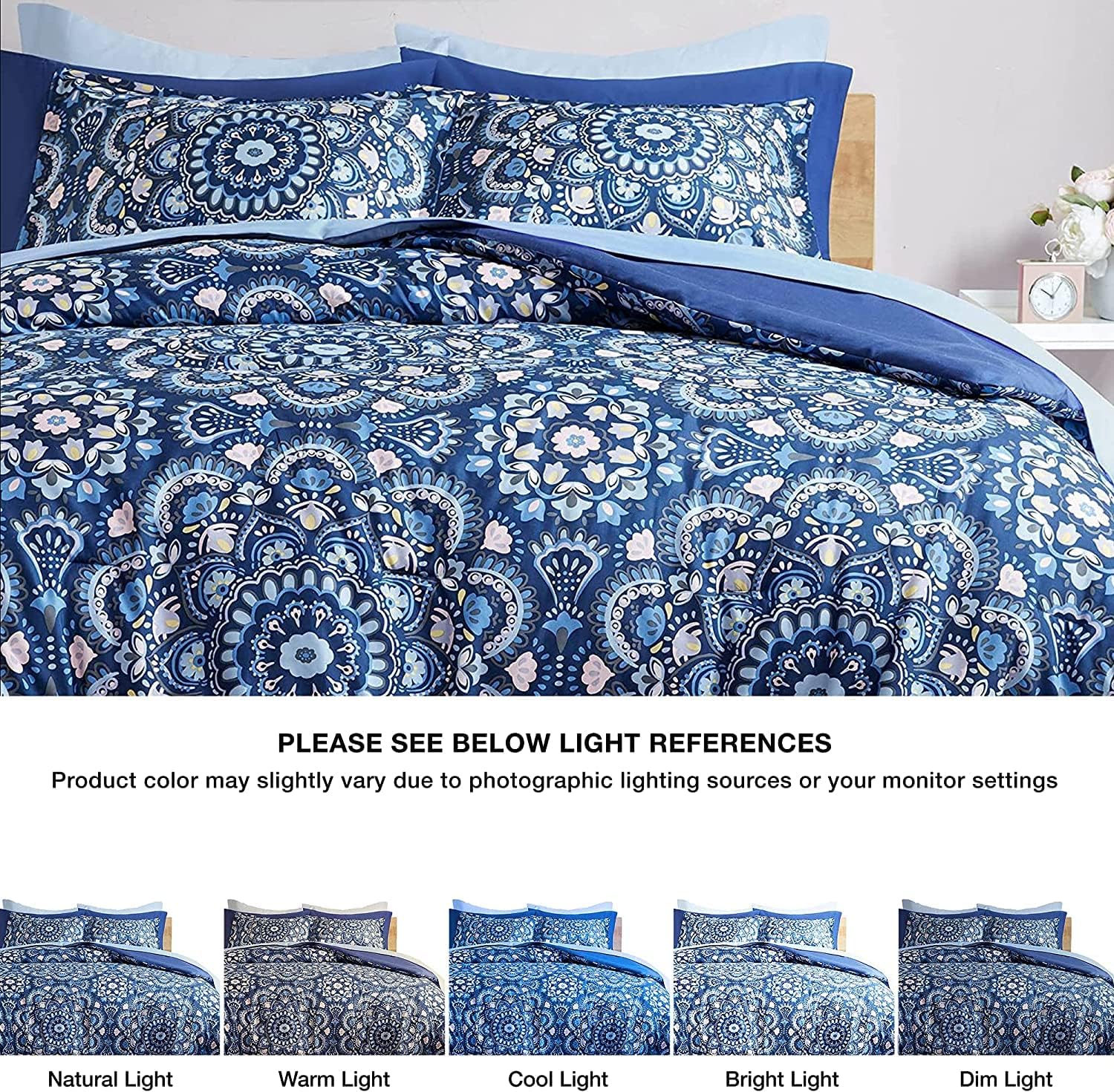 Comfort Spaces Bed In A Bag Comforter Set Twin Cara Blue 6 Piece