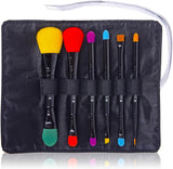 SHANY Vegan Makeup Brushes - LUNA - 6 PC Double Sided Travel Make up Brushes with 12 unique Bristles - with Brush storage Pouch - Synthetic