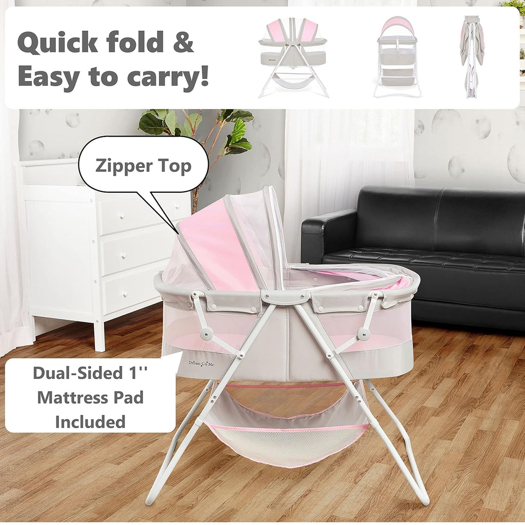 Dream On Me Karley Baby Bassinet GreyPink