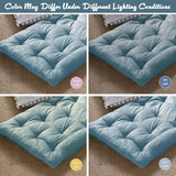 Intelligent Design Edelia Foldable Poly Chenille Light Weight Lounge Floor Pillow Cushion Tufted Seat for Meditation, Game Playing, Yoga, Reading with Travel Wrap, 27" W x 74" L, Aqua
