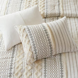 INK+IVY Comforter for Queen Size Bed, Chenille Tufted, Breathable Cotton Comforter Set Queen, All Season Modern Boho Comforter with Farmhouse Bedding Flare, 2 Matching Shams, Queen Ivory 3 Piece